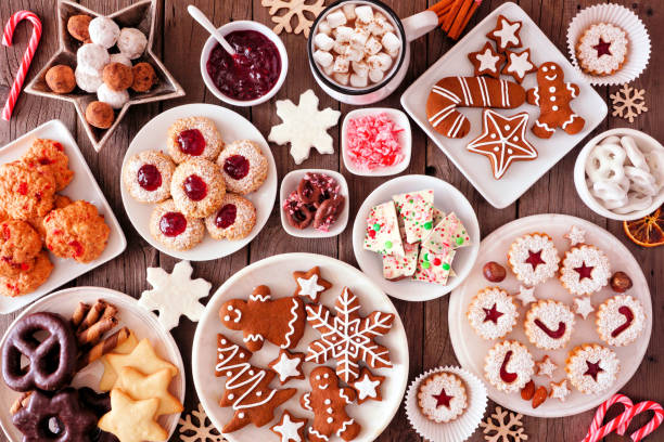 An assortment of Christmas cookies.